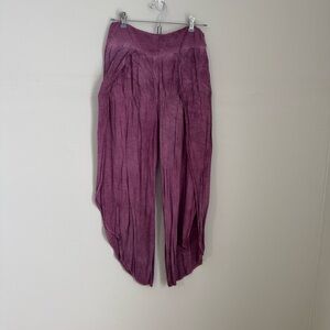 Women's Purple Flowy Pants Boho Beach Yoga